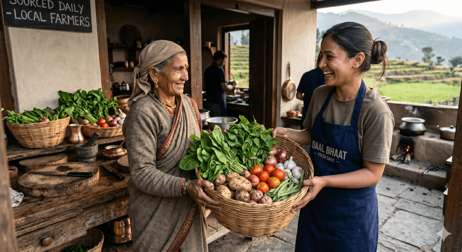 Fresh local vegetables sourced from Haldwani markets